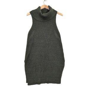Anthropologie Moth Tunic Sweater Women S Green Turtleneck Sleeveless Minimalist